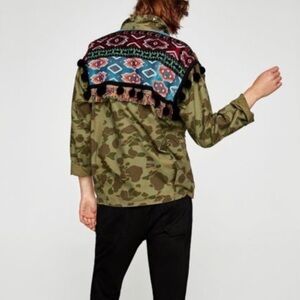 Zara Camo Embroidered parka jacket